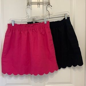 JCREW pink and black scalloped skirts